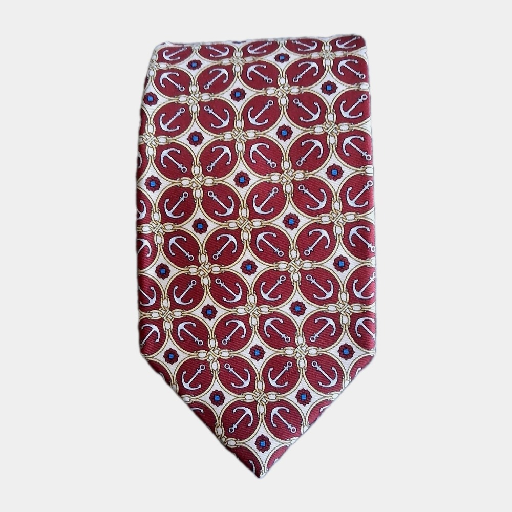Vintage Gucci Silk Tie Made In Italy Nautical Anchor Pattern Designer Classic‎